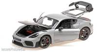 Minichamps 110062122 - PORSCHE CAYMAN GT4 RS - 2024 -SILVER METALLIC W/ WEISSACH PACKAGE