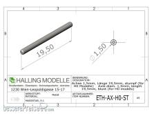 Halling ETH-AX-H0-ST - Achse 1,5 mm, Länge 19,5 mm, stumpf