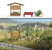 Busch 1144 - Ortseingangsschild aus Holz (Fertigmodell)