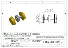 Halling ETH-ALX-080-H0M - Antriebsachse für ALX-Antrieb H0m, 8mm Vollrad