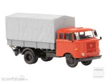 Hädl 121047-11 - IFA W50L Speditionskabine, Holzpritsche, Plane, Ladebordwand, Verkehrsrot