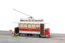 Halling OLD-PL1-S - Oldtimer Straßenbahn Pula, Tw 1, rot-weiss, hochwertiges Standmodell