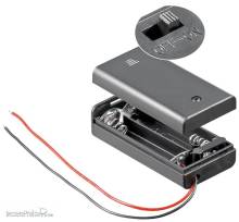 Schönwitz 12443 - Batteriehalter Batteriefach Akkuhalter Akkufach für 2x AA Mignon-Batterie mit Schalter