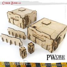 PWork Wargames PWTS00501MDF - MDF Terrain Cyber Zone 01