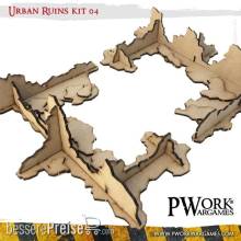 PWork Wargames PWTS00104MDF - MDF Terrain Urban Ruins 04