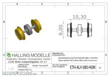 Halling ETH-ALH-080-H0M - Antriebsachse für ALX-Antrieb H0M, mit 8mm Haftreifen