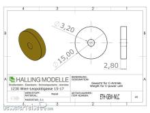 Halling ETH-GEW-WLC - Gewicht, rund 15,0mm