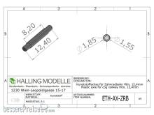 Halling ETH-AX-ZRB - Kunststoffachse für Zahnradbahn H0n3z, 12,6 mm