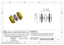 Halling ETH-ALH-072-H0E - Antriebsachse für ALX-Antrieb H0e, 7,2mm Haftreifen