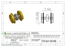 Halling ETH-ALH-100-H0E - Antriebsachse für ALX-Antrieb H0E, mit 10mm Haftreifen