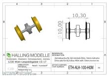 Halling ETH-ALH-100-H0M - Antriebsachse für ALX-Antrieb H0M, mit 10mm Haftreifen