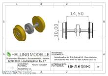 Halling ETH-ALH-100-H0 - Antriebsachse für ALX-Antrieb H0, mit 10mm Haftreifen