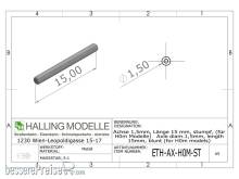 Halling ETH-AX-H0M-ST - Achse 1,5 mm, Länge 15 mm, stumpf