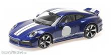 Minichamps 155062006 - PORSCHE 911 (992) SPORT CLASSIC - 2022 - BLUE METALLIC W/STRIPE