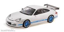 Minichamps 155062021 - PORSCHE 911 GT3 RS - 2002 - WHITE W/BLUE STRIPES