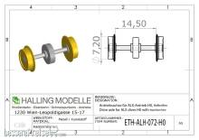 Halling ETH-ALH-072-H0 - Antriebsachse für ALX-Antrieb H0, 7,2mm Haftreifen