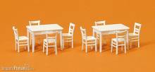 Preiser 17217 - H0 2 Tische,8 Stühle weiß