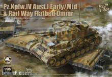 Border Model BT-025 - Pz.Kpfw. IV Ausf. J Early/Mid & Rail Way Flatbed Ommr (2 in 1)