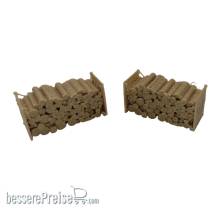 Trains4you 200248 - H0 - Brennholzstapel1m mit Rand, helles Holz