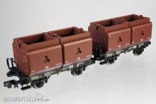 NME 201400 - N - 2er Set Kokskübelwagen Fb-zz 131, bel. m. je 2 Kübeln, DB, Ep. 4, 1.+2. Betr.nr.