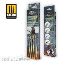 AMMO by MIG Jimenez A.MIG-7620 - AMMO WARGAMING UNIVERSE - DRY BRUSH Land Brush Set