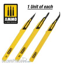AMMO by MIG Jimenez A.MIG-8691 - Mini Blade Set - 3 pcs. (1 Mini Blade Straight + 1 Mini Blade Curved + 1 Mini Blade Ripper)