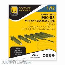 AMMO by MIG Jimenez A,MIG-11232 - 1:72 MK-82 with MK-15 Snakeye fin (6 pcs)