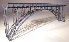 Hack Brücken 23220 - Hochbogenbrücke 32cm zweigleisig, grau - Typ HN32-2