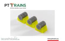 PT Trains 2421226 - 1/87 Fasshalter gelb (3x) beladen mit jeweils ein graues Fass