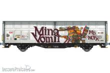Albert Modell 245054 - Schiebewandwagen Hbbillns - CH-SBB - Ep.V - mit Graffiti - in silberner Farbgebung