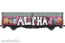 Albert Modell 245056 - Schiebewandwagen Hbbillns - CH-SBB - Ep.VI - mit Graffiti - in silberner Farbgebung