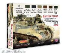 Lifecolor CS44 - British Tanks, France-Europe, U.K., Disruptive Camouflage, Set 2 6 x 22 ml