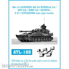 Friulmodel ATL-188 - Tracks for SA-13 GOPHER 9K 35 STRELA 10 / MT-LB / BMP23 / HOSTA / 2 S 1 GVODZIKA late type tracks.