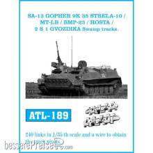 Friulmodel ATL-189 - Tracks for SA-13 GOPHER 9 K 35 STRELA-10 / MT-LB / BMP-23 / HOSTA / 2 S 1 GVODZIKA Swamp tracks.