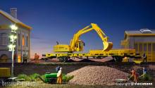 Kibri 26250 - Spur H0 Niederbordwagen mit Atlas Bagger GleisBau, Fertigmodell