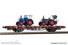 Kibri 26252 - Spur H0 Niederbordwagen mit zwei Lanzbuldogs, Fertigmodell