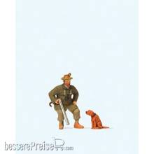 Preiser 28129 - HO 1 Sitzender Jäger + Hund