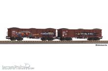 Piko 28338 - 2er Set Offene Güterwagen Eaos DB AG VI mit Graffiti und Kohleladung
