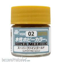 Mr Hobby - Gunze HSM-02 - Mr Hobby -Gunze Aquesous Hobby Color Super Metallic (10ml) Super Fine Gold