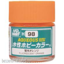 Mr Hobby - Gunze H-098 - Mr Hobby -Gunze Aqueous Hobby Colors (10 ml) Fluorescent Orange
