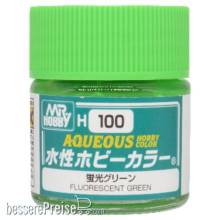 Mr Hobby - Gunze H-100 - Mr Hobby -Gunze Aqueous Hobby Colors (10 ml) Fluorescent Green