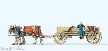Preiser 30412 - HO Bauernwagen mit Kühen