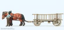 Preiser 30416 - HO Leiterwagen mit Pferd