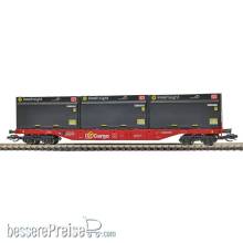 Busch 31100 - Containerwagen Sgns 691 mit Holzschnitzel-Containern