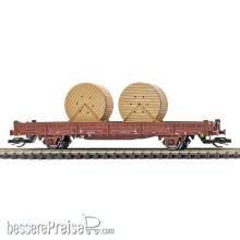 Busch 31519 - Flachwagen mit Rungen Ks [3300] und Holzkabeltrommel