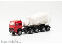 Herpa 315630 - Iveco Unic Betonmischer-Sattelzug, rot/weiß