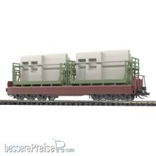 Busch 31655 - Flachwagen Samm 4818 mit Wagenboden und abgeklappten Bordwänden