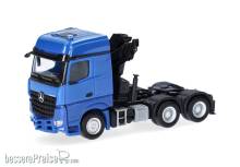 Herpa 318747 - Mercedes-Benz Arocs 18 Bigspace Zugmaschine 3achs mit Ladekran (6x4), enzianblau
