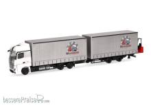 Herpa 319683 - Mercedes-Benz Actros Jumbogardinenplanentandem-Hängerzug mit Stapler Wilkening