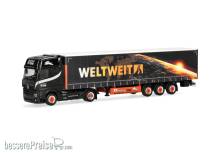 Herpa 320023 - Mercedes-Benz Actros L 18 Gigaspace Gardinenplanen-Sattelzug Ferntrans Haas/weltweit